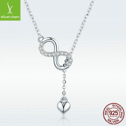 yiziy new s925 sterling silver lady's figure eight lucky symbol series necklace SCN223