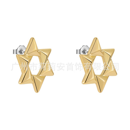 18K gold plated titanium steel original design hollow windmill earrings simple personalized versatile earrings E221473