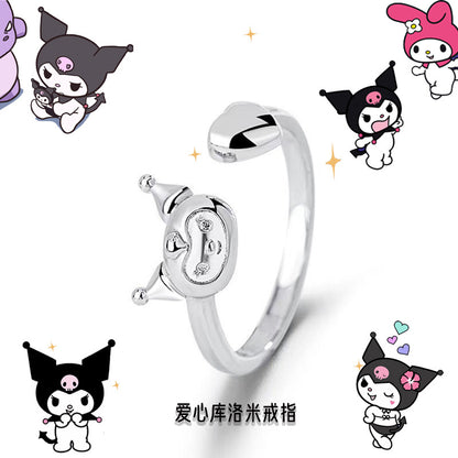 Kuromi ring cartoon Kitty cat ring couple ins student CP style bestie adjustable gift for girlfriend