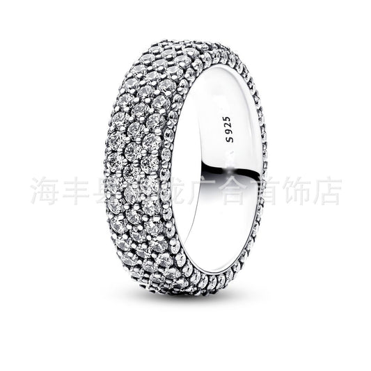 Panjia sterling silver S925 silver beads diy bracelet with beaded love diamond silver gold rose gold ring